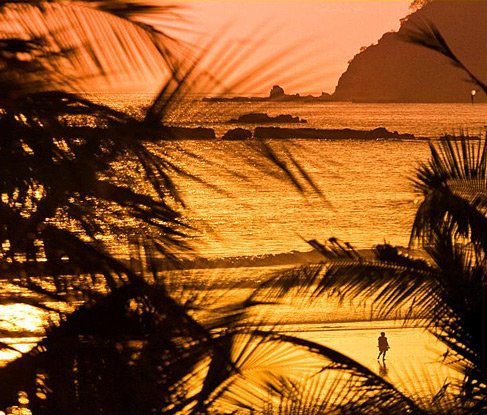 Jaco Beach at sunset in Costa Rica