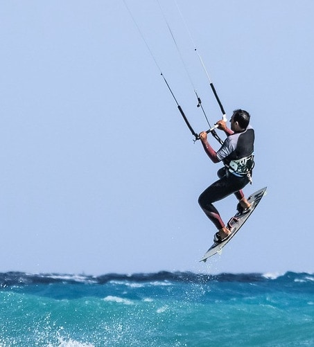 man kitesurfing in Costa Rica