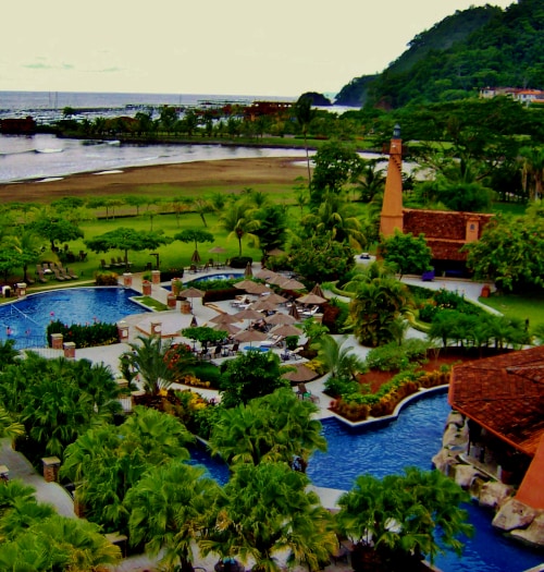 aerial view of pool at los suenos marriott in costa rica